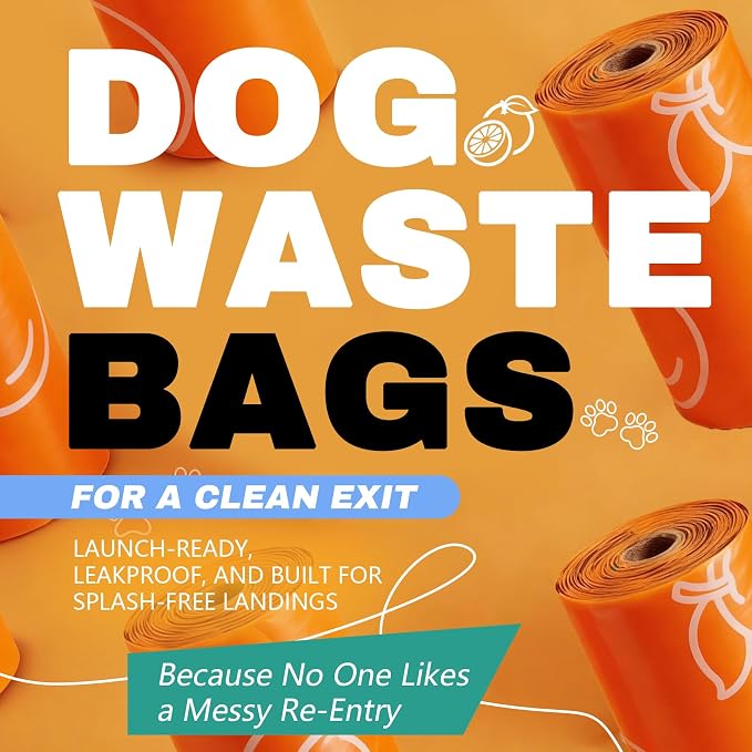 Citrus Scented Dog Poop Bags - 8 Rolls 120 counts Leak Proof | Extra Large 13x9 Inch Orange Dog poop bags rolls with Dispensers, Fragrance Bags for Dogs Walking and Cat Litter - Image 5