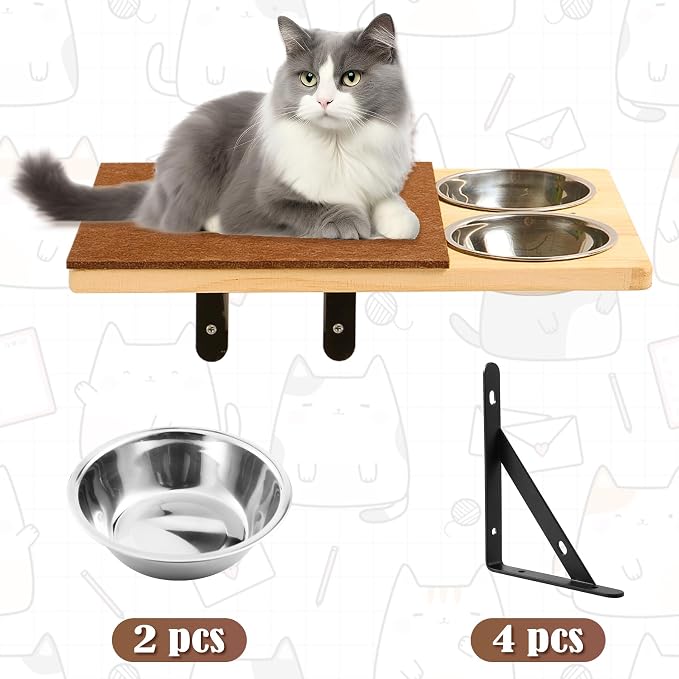 Calmbee Cat Wall Shelves, Cat Wall Furniture 70" Cat Bridge Wall Mount Cat Perch Wooden Hammock Cat Tree Cat Climber Cat Cloud Shelf Board Cats Bed - Image 6