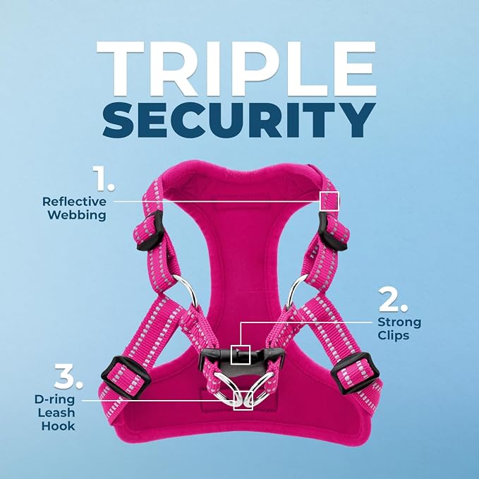 Voyager Step-in Flex Adjustable Dog Harness - Fuchsia, Small | 15 - 18" in Chest, Fully Adjustable, Reflective Bands, All Weather Breathable Air Mesh, Lightweight, Fast Drying - Image 2
