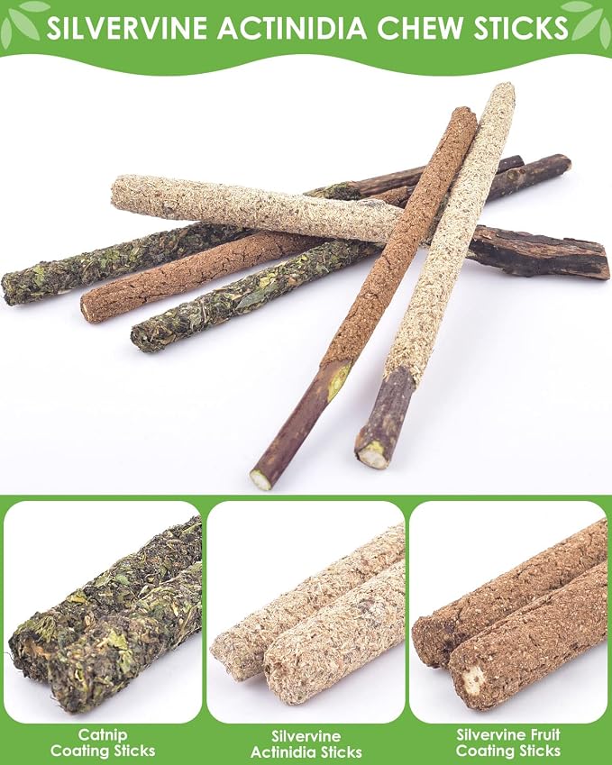 TINDTOP Silvervine Chew Sticks for Cats, 12 Pack Natural Catnip Chew Toys | for Kittens Teeth Cleaning, Matatabi Dental Care, Increase Appetite, Calm Cat Anxiety and Stress, Cat Dental Toy - Image 4
