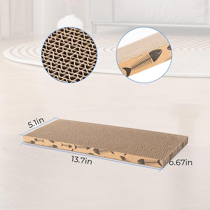 Mini Cat Scratching Board 4pcs Brown Cardboard Cat Scratcher Scratch Pad for Indoor Cats - Image 2
