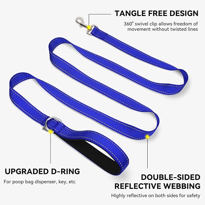 Joytale Reflective Dog Leash for Medium & Large Dogs, 6 FT x 1", Navy Blue | Heavy Duty Nylon Webbing, Padded Handle for Comfort, Visible at Night, for Walking & Training - Image 5