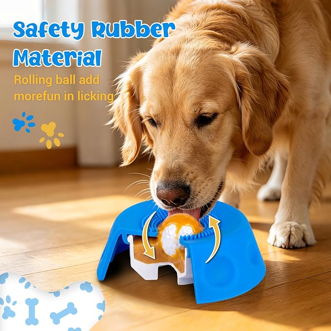 Slow Feeder Dog Bowl with Interactive Roll Ball, Anti-Slip Dog Lick Bowl | Slow Feeder Bowl for Liquid Treats, Bone Broth & Yogurt, Anxiety Relief Boredom Puzzle Feeder for Small Medium Dogs - Image 2