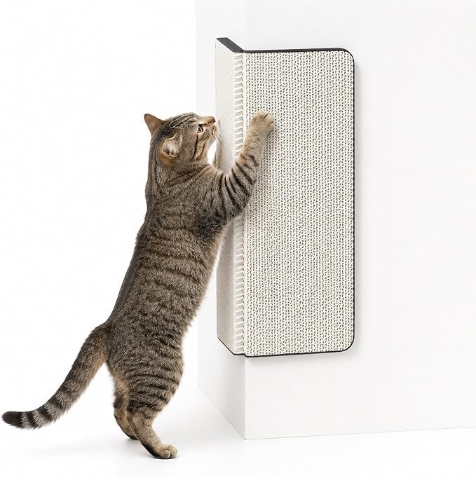Cat Scratcher Pads, Foldable Cardboard for Corner Walls for Indoor Cats | Scratching Post 17″Lx13″Wx0.78″H (White, Medium Size) by Unknown