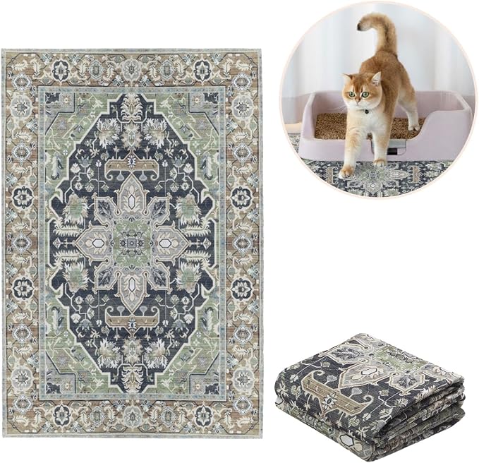 Lovewag Cat Litter Mat, Litter Box Mat, Sage Forest, 28x41, 2 Pack | Washable litter mat cover, kitty litter mat & cat mat for litter box, litter trapping mat, prevents tracking, multi-cat - Image 8