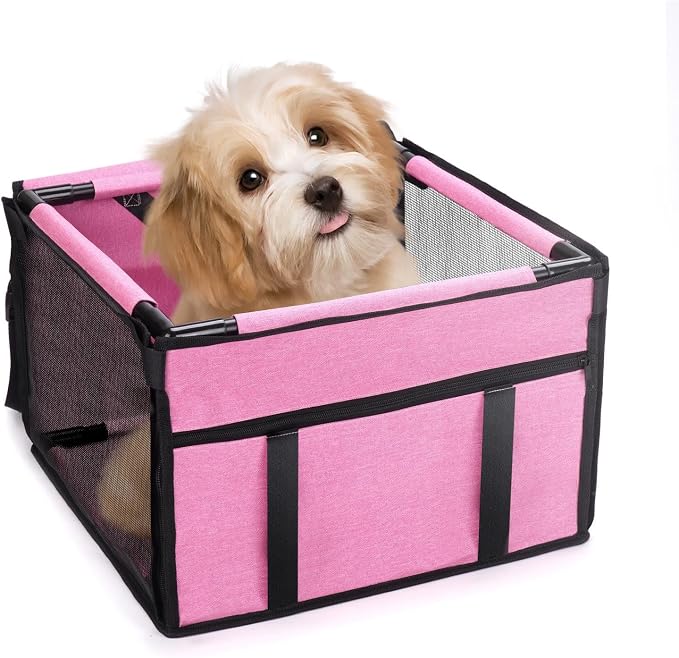 GENORTH Dog Car Seats for Small and Medium Dogs,Portable Puppy/Pet Car Booster Seat with Clip-On Leash and Mesh Window for Pet Up to 20 lbs - Image 9