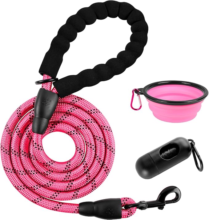 BARKBAY Dog Leashes for Large Dogs Heavy Duty Dog Leash 4/5/6 FT with Comfortable Padded Handle and Highly Reflective Threads for Medium Large Dogs Walking Training Running (6FT-1/2'',Pink) by BARKBAY