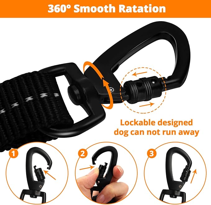 Rope Dog Leash 6 FT: Heavy Duty Leashes with Swivel Lockable Hook Reflective Threads Bungee and Padded Handle - Dog Lead for Large Small Medium Dogs Outside Walking Hiking Orange - Image 5