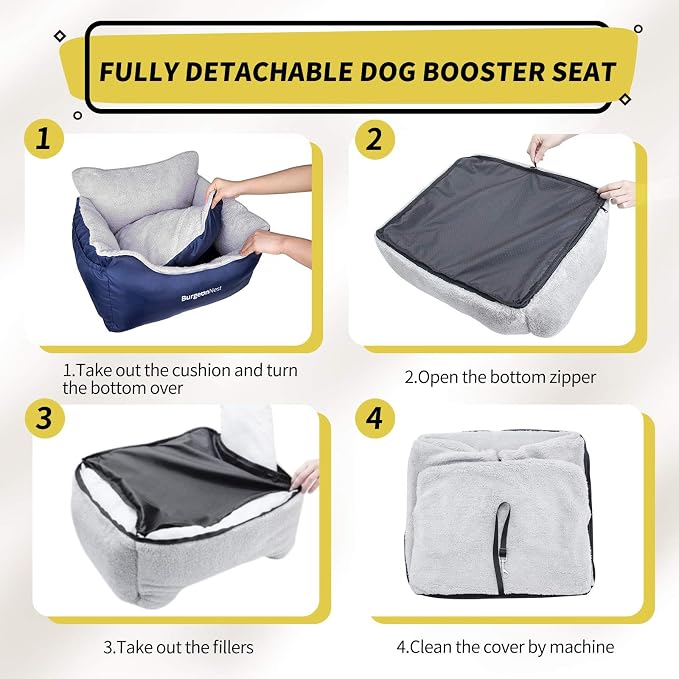 BurgeonNest Dog Car Seat for Small Dogs & Cats Under 25 lbs, Blue - Image 5