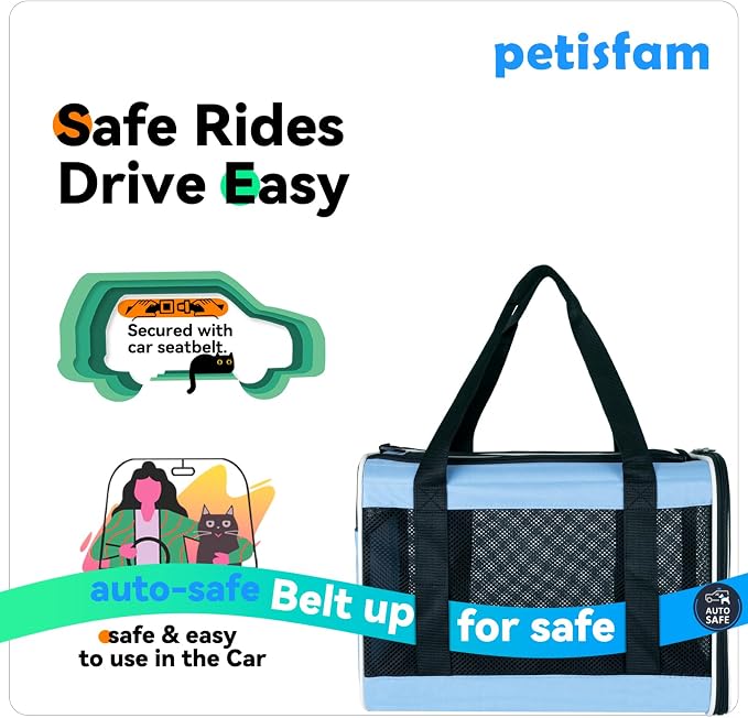 Soft Pet Carrier for Large and Medium Cats, 2 Kitties, Small Dogs. Easy to Get Cat in, Great for Cats that Don't Like Carriers (Blue) - Image 4