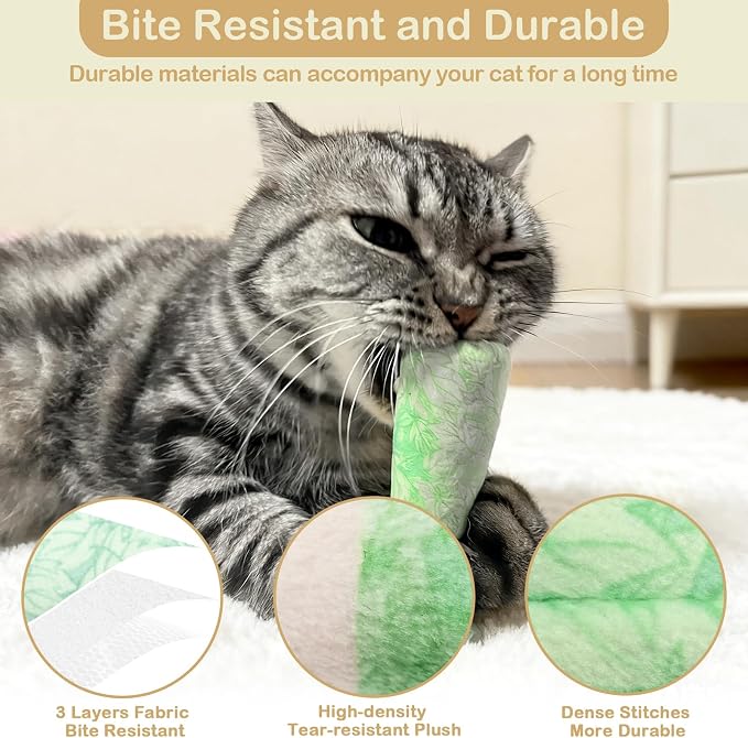 Tocirelo Catnip Toys for Cat with Pure 45000mg A+Organic Catnip, Soft Plush | 3pack Cat Nip Toys for Indoor Cats, Safe Chew-resistant Kitten Chew Toys Teething, Cat Kicker Toy Makes Bored Cats Crazy - Image 4