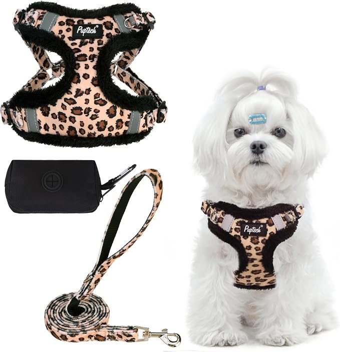 PUPTECK Dog Harness and Leash Set Small Sized, Step in No Pull Adjustable Puppy Cat Harness Reflective Pet Vest by PUPTECK