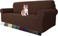 MAXIJIN Super Stretch Couch Cover for 3 Cushion Couch, 1-Piece Universal Sofa Covers Living Room Jacquard Spandex Furniture Protector Dogs Pet Friendly Fitted (Large, Coffee) by MAXIJIN