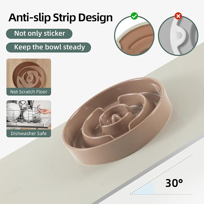Havniva Dog Bowls Slow Feeder, Ceramic Slow Feeder Dog Bowls for Fast Eater | 1.6 Cups Dog Food Bowl Puzzle Feeder, Slow Feeding Bowls for Medium Breed, Non-Slip Base, Anti-Choking - Image 3