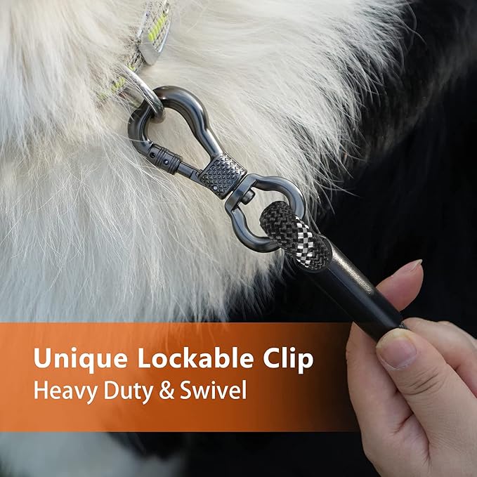 Long Leash for Dog Training 10FT/15FT/20FT/30FT/40FT/50FT/100FT Reflective With 2 Hooks, Heavy Duty Lead for Large Medium Small Dogs Outside Walking Camping Yard, Black 100FT - Image 2