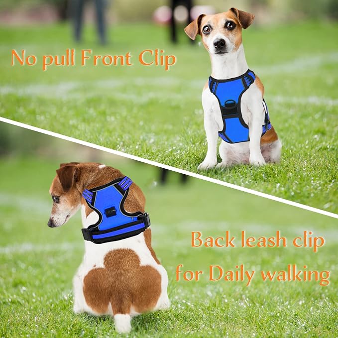 No Pull Dog Harness for Small Medium Large Dogs Adjustable Reflective Pet Vest with Front Clip Padded Harness for Dogs Easy Control Handle Best for Outdoor Training and Walking Blue XL - Image 3