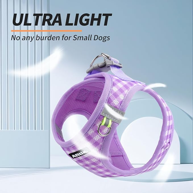 AIITLE Step in Small Dog Harness and Leash Set, Puppy Pet Vest, Purple XS | Breathable Mesh, Adjustable Fit, No-Pull Reflective Design, Escape Proof, for Small-Medium Dogs, Outdoor Walking, Running - Image 2
