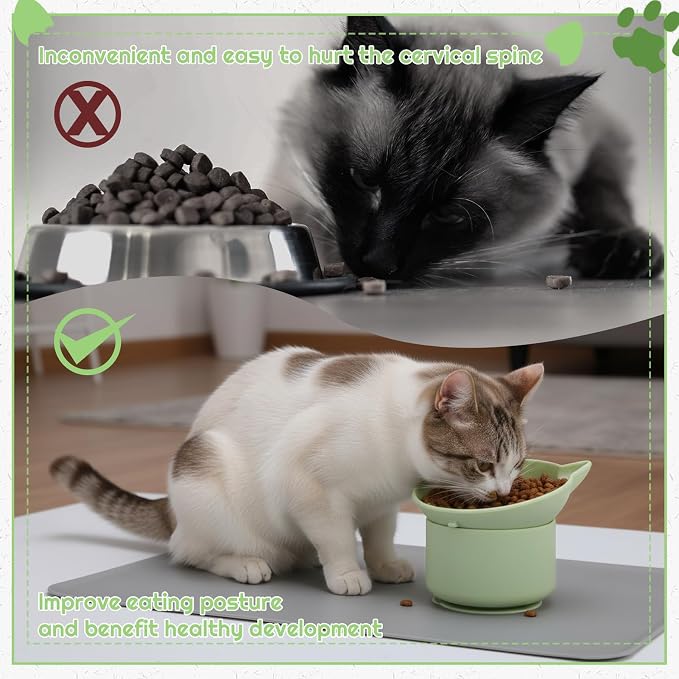 2Pack Slow Feeder Cat Bowls Silicone Tilted Raised Pet Bowl | Non Slip Base for Digestion Anti Vomit - Image 4