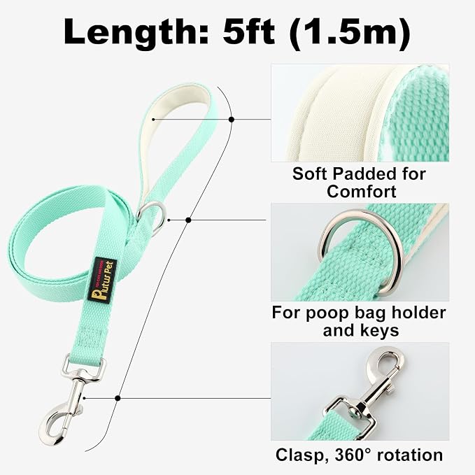 Plutus Pet Cotton Dog Harness and Leash Set, Reflective and Soft Padded, Quick Fit Vest Harness, for Small, Medium and Large Dogs, Light Cyan, XXS - Image 5