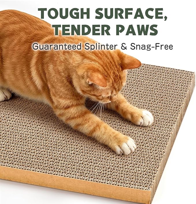 6 Pack Cat Scratch Pad with Nested Boxes, Space-Saving Cat Scratcher Set, Reversible Pads with 2 Lounge Beds for Indoor Cats & Kittens - Image 4
