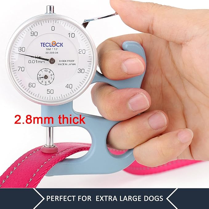 Plutus Pet Double Handle Dog Leash, 6 FT Long, for Medium Large Dogs | Reflective Nylon, Soft Padded 2 Handles, Heavy Duty for Training, Dual Handle Lead, 6 FT x 1”, Pink - Image 5
