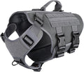 ICEFANG No Pull Tactical Dog Harness for Large Dogs,Adjustable Dog Vest | Control Handle,MOLLE Panel,Front Hook,3 Leash Clips,Soft Padded,for walking training,Grey,Large by ICEFANGDIRECT