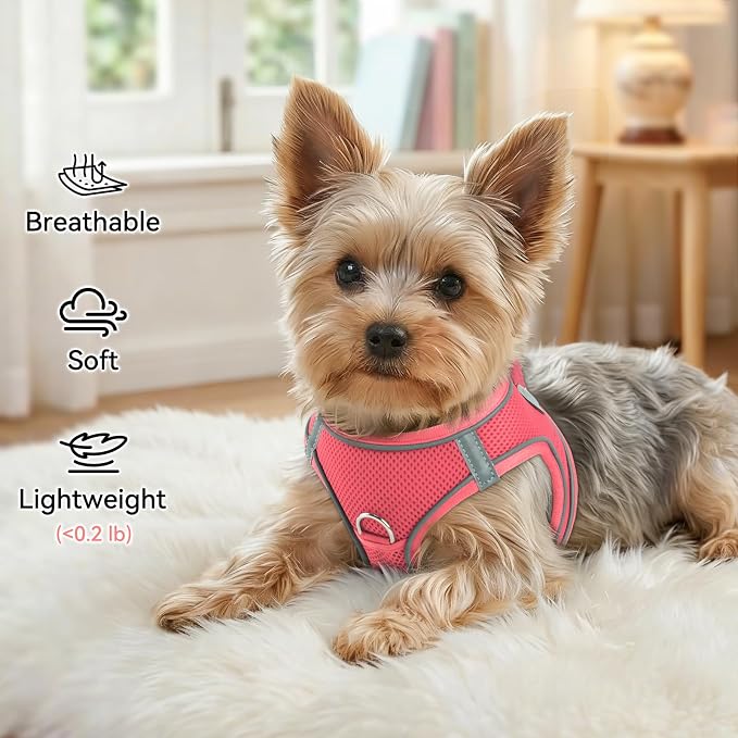 Joytale Step-in Dog Harness, Soft Breathable Mesh, Pink XL | Adjustable Fit for Small Dogs, Easy Step-in with Secure Fastener, Even Chest Pressure, Reflective For Night Safety, Washable - Image 4