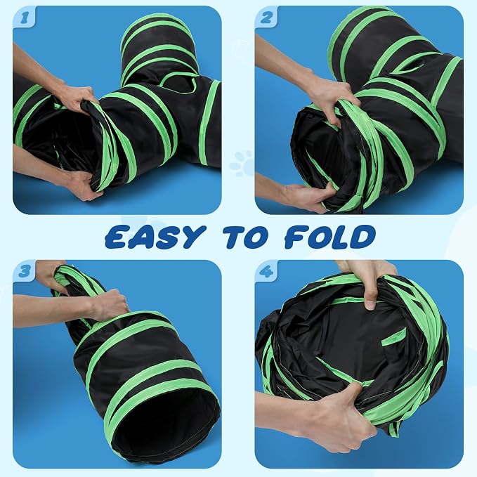 Upgraded Cat Tunnel Bone-Type, 4 Way Collapsible Cat Playhouse Pet Play Tunnel Tube with Storage Bag for Cats, Puppy, Rabbits, Ferret, Guinea Pig, Indoor and Outdoor Use - Image 5