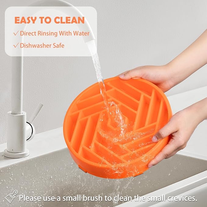 TOBYTO Slow Feeder Dog Bowls Large Medium Breed,Anti-Choking Slow Eating Dog Food Bowl,Non Slip Pet Slower Food Feeding Bowls Large Puzzle Slow Feeder Bloat Stop Maze Dog Dishes,Orange - Image 7
