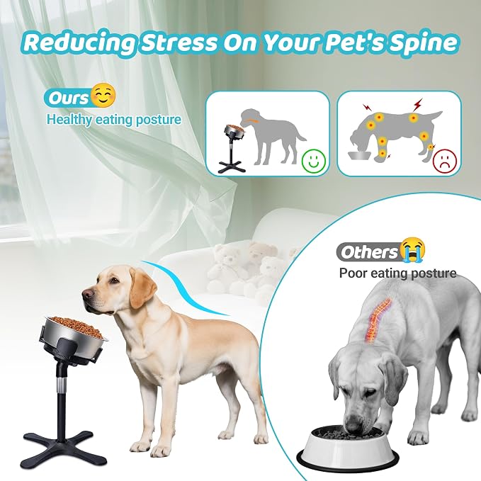Elevated Adjustable Dog Bowl Feeding Stand, 3 Heights and Tiled Ajudst, Compatible with Moost Feeding Bowls, Great for Medium Large Dogs(Not Bowl 1 Pack Updated) - Image 4