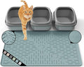 XL Cat Litter Mat, 37.5x25.2 Silicone Trapping Mat Light Blue | for Kitty Litter Box, Easy Clean, BPA Free Rubber, Center Litter Collection, Easy Pour-Back, Waterproof, Odor-Resistant by OHMO
