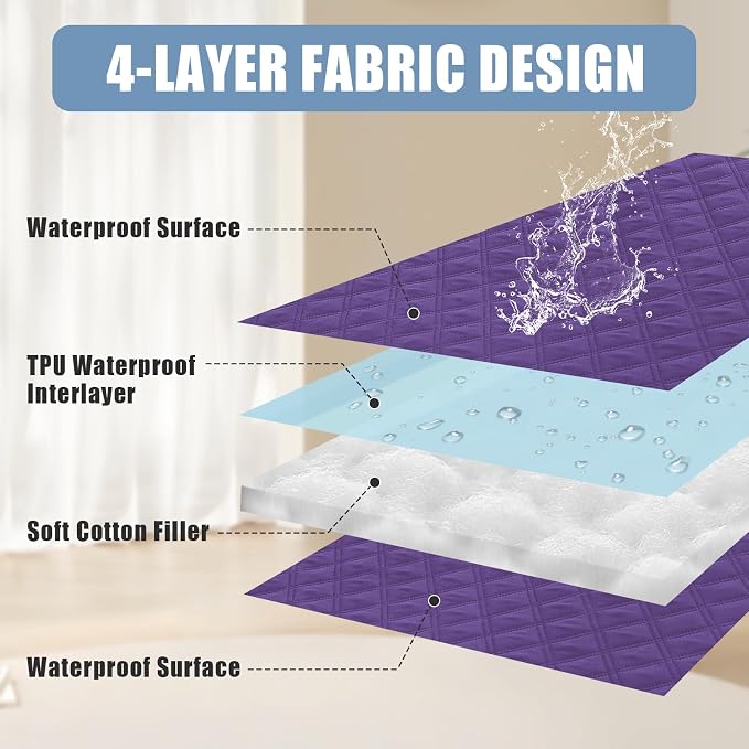Smiry Waterproof Reversible Pet Couch Covers for Dogs | Pet Friendly, Soft Fabric, Washable Sofa Furniture Protector for Dogs Cat Kids, Checkered (52"x82", Purple/Purple) - Image 3