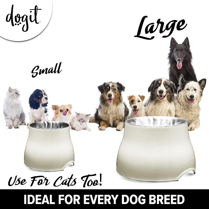 Dogit Elevated Dog Bowl for Large Dogs, White | Stainless Steel Dog Food and Water Bowl - Image 7