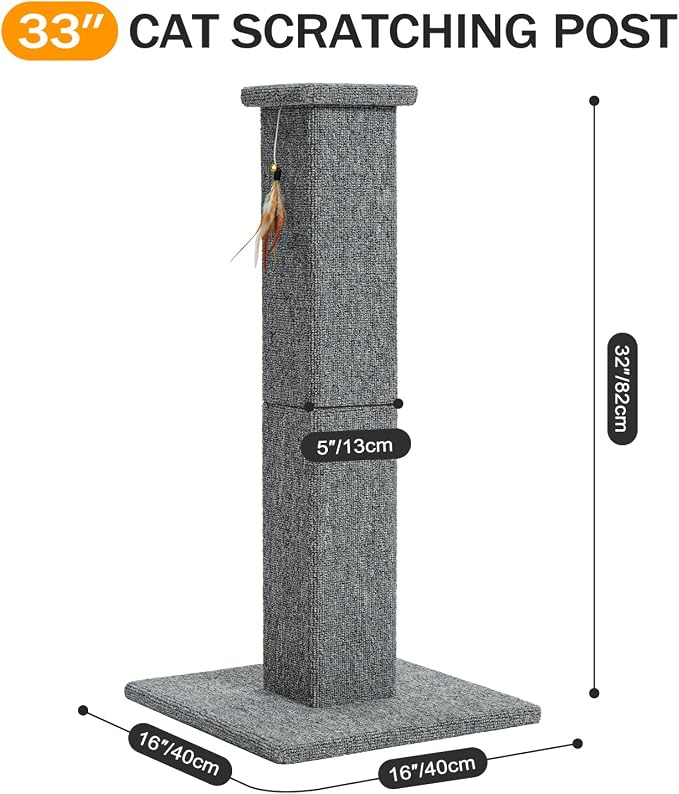Made4Pets Cat Scratching Post for Indoor Cats, Carpet Cat Scratcher, 32" | Soft Carpet Surface for Cats That Prefer Fabric Scratching, Stable Base, Full-Body Stretching, Ideal for Kittens & Adult Cats - Image 2