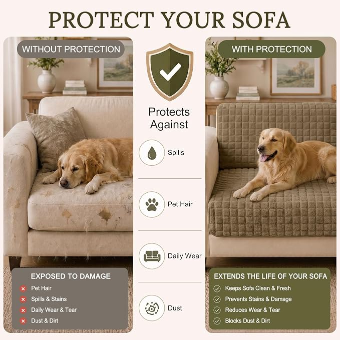 Smiry Velvet Couch Cover for Dogs, Non Slip Soft Sofa Protector for Pets | Washable Sofa Cover for Cats, Furniture Protector Against Pet Hair, Scratches, Fits Sectional Sofa(Mocha Brown, 36"x36") - Image 5