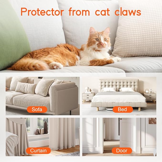 36 Pcs Cat Scratch Furniture Protector with Securing Pins, Extra Thick Transparent Couch Protector from Cat Claws, Strong Hold Anti Scratch Deterrent Sofa Guard - Image 6