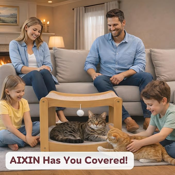 AIXINPET Two-Level Sisal Cat Scratcher Bed - Sturdy Cat Scratching Post with Scratch Pad&Hammock Bed, Comfortable Cats Bed for Indoor Kittens&Adult Cats -Sturdy Wooden Frame,Protect Furniture - Image 3