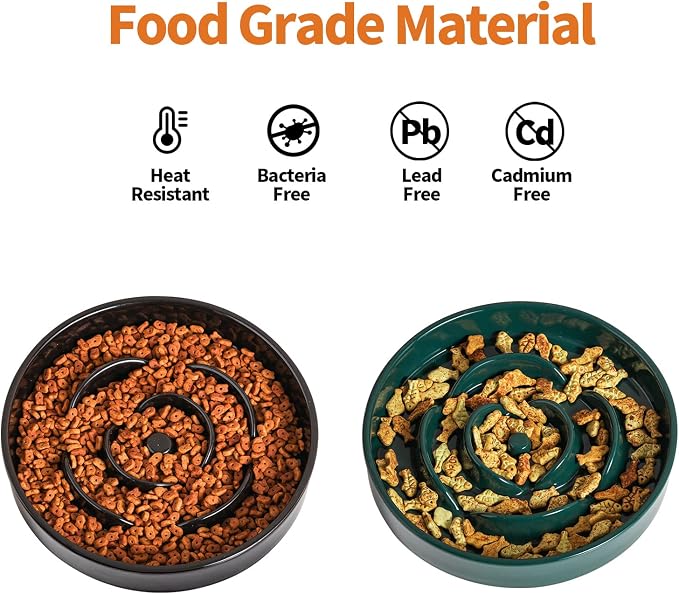 Black 8.66 in Dog Bowl Ceramic Slow Feeder for Medium Large Dogs,Elevated/Raised Slow Feeding Dog Food Water Dish Heavy Weighted,Puppy Dish for Fast Eaters,Puzzle Eating Bowl Modern Maze - Image 6