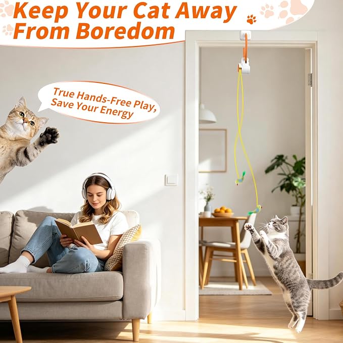 Interactive Cat Toys, Automatic Flying Bird Door Hanging Toy for Cats | USB Rechargeable Smart Sensor Toy for Indoor Cats, Self Play, Hunting Exercise and Mental Enrichment - Image 5