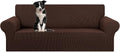 KEKUOU Stretch Oversized Couch Covers for Sofa Slipcover,Chocolate | 1-Piece Washable Sofa Cover (94"-110") 4-Seater Furniture Protector, Soft Jacquard Non-Slip Elastic Bottom for Dogs & Kids by KEKUOU