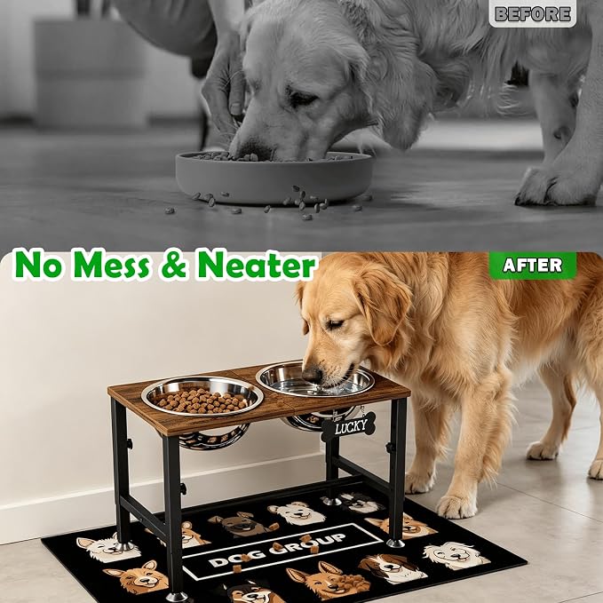 SHAINFUN Elevated Dog Bowls with Mat for Large & Extra Large Dogs, Raised Dog Bowl Stand with 2 Stainless Steel Bowls, Tall Dogs Food Water Bowl Holder - Image 6