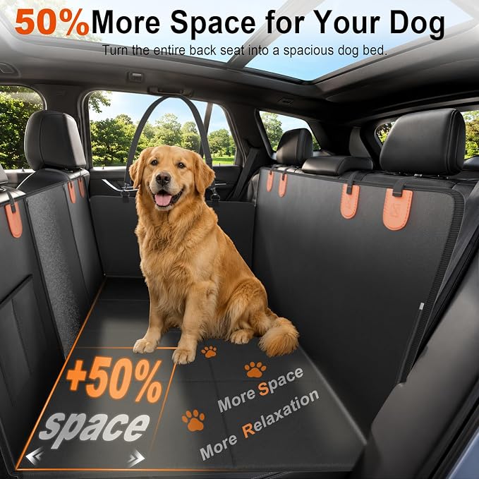 Hard Bottom Dog Car Seat Cover for Back Seat, PU Material For Dog's Comfort | 400 lbs Extender, 50% More Space, Waterproof, Scratch Resistant,Car Seat Protector for Car/SUV/Truck - Image 3