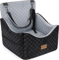 JOEJOY Elevated Dog Car Seat for Small/Medium Dogs up to 35 lbs, Memory Foam Booster Seat with Detachable Washable Cover, Travel-Safe Car Bed with Safety Belts & Storage Pockets, Grey by JOEJOY