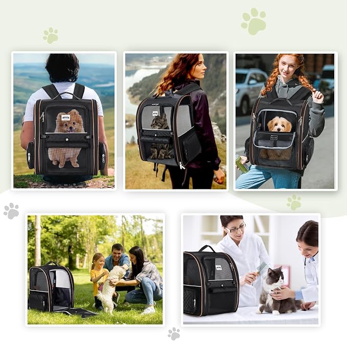Large Cat Backpack Carrier Expandable Pet Carrier Backpack for Small Dogs Medium Cats Fit Up to 18 Lbs, Dog Backpack Carrier, Foldable Puppy Backpack Carrier for Travel, Black - Image 7