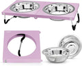Upgraded Raised Cat Bowls,Elevated Bowls for Indoor Cats with Height Stand,Non-Slip Stainless Steel Cats Bowl,10° Tilted Cat Food Bowls (Pink Collapse, 1Pack) by Tolopu