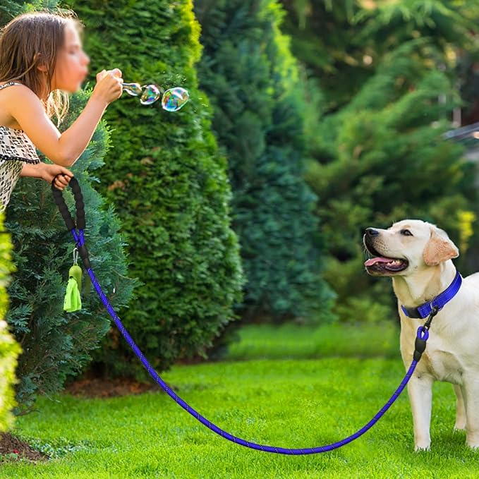 Dynmeow Reflective Dog Collar and Leash Set for Medium Dogs, Navy Blue | Soft Neoprene Padded, 6FT Climbing Rope, Ideal for Daily Outdoor Walking or Indoor Wearing, Night Visible for Safety - Image 6