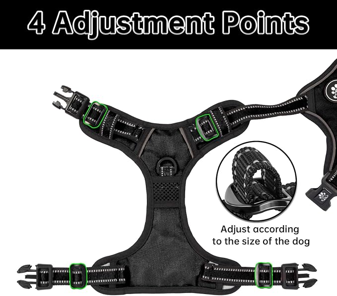 NESTROAD No Pull Dog Harness,Adjustable Oxford Dog Vest Harness with Leash,Reflective No-Choke Pet Harness with Easy Control Soft Handle for Small Medium Dogs(Medium,Black) - Image 2