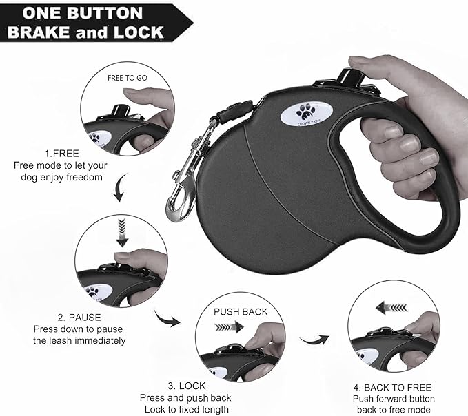 13ft Retractable Dog Leash for Small Breed Dogs up to 22 lbs with a Detachable Chew Proof Extender Wire Ropes (Black S) - Image 4