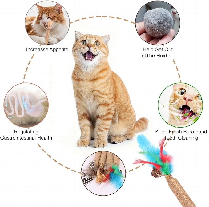 Cat Toys Cat Chew Toys, Silvervine Sticks Catnip Rope Toys for Cats Teeth Cleaning, Kitten Dental Care, Kitty Toys for Indoor Cats Increase Appetite,Enhances Oral & Dental Health (4 Pack) - Image 4