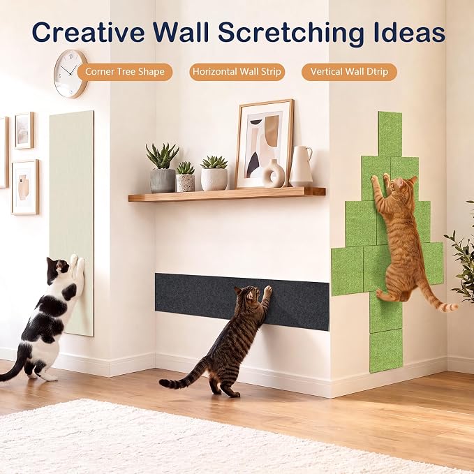 Cat Scratch Furniture Couch Corner Protector from Cat Claws, 78.7x15.8 Inch | Cat Wall Scratcher Mat with Catnip, Adhesive Cat Scratching Pads Renew Cat Stuff Sofa Tree Scratching Post Board Bed Tower - Image 6